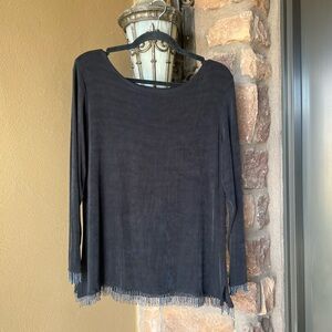 Private Edition by Chico’s Elegant Black Fringe Women's Top Sz 3 or same as XL